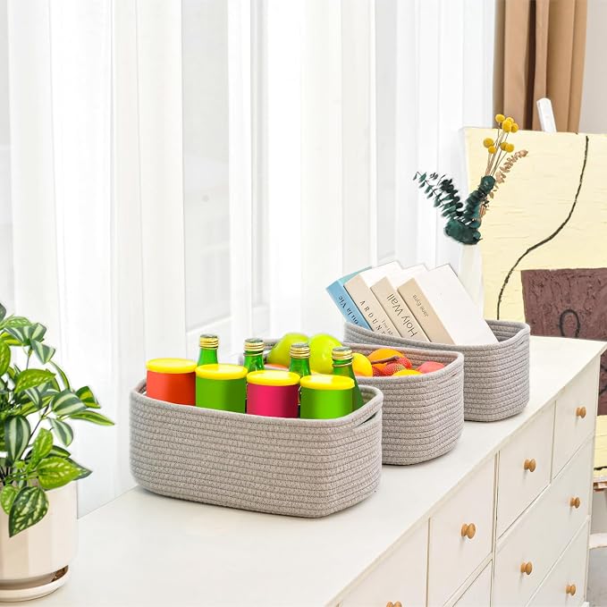 Small Grey Baskets for Organizing, Woven Baskets for Storage, Small Organizer - Image 4