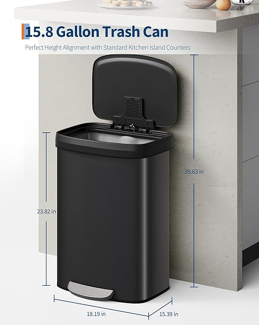 Garvee 16 Gallon / 60 Liter Metal Trash Can - Image 6