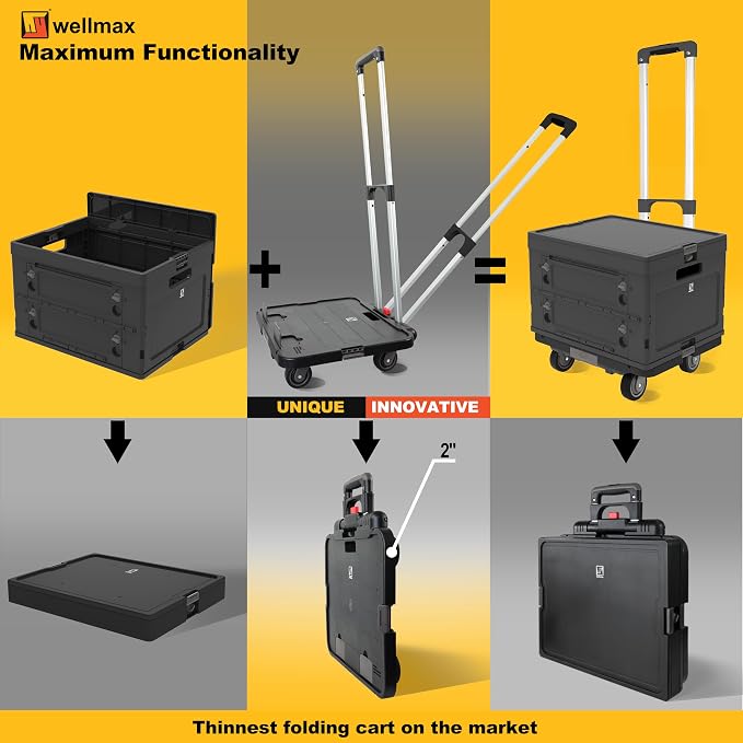 Wellmax WM99800BK Rolling Crate Cart - Image 3