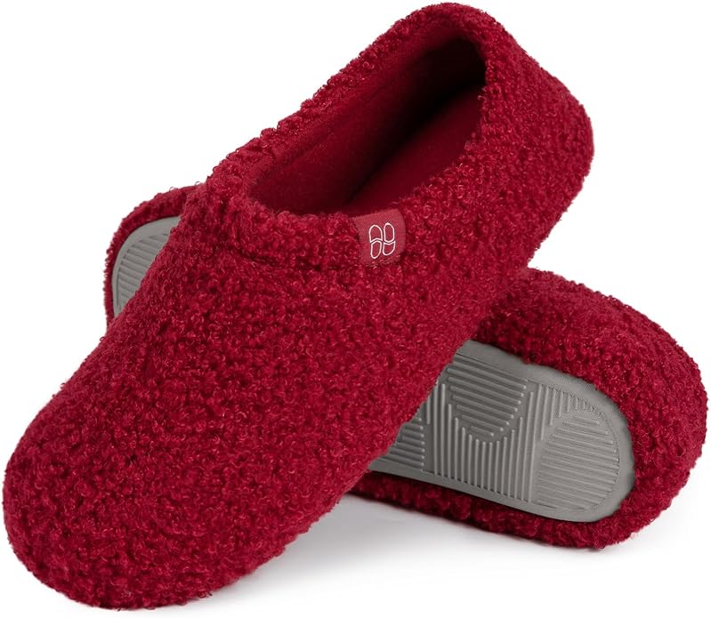 HomeTop Women's Fuzzy Curly Fur Memory Foam Loafer Slippers by HomeTop
