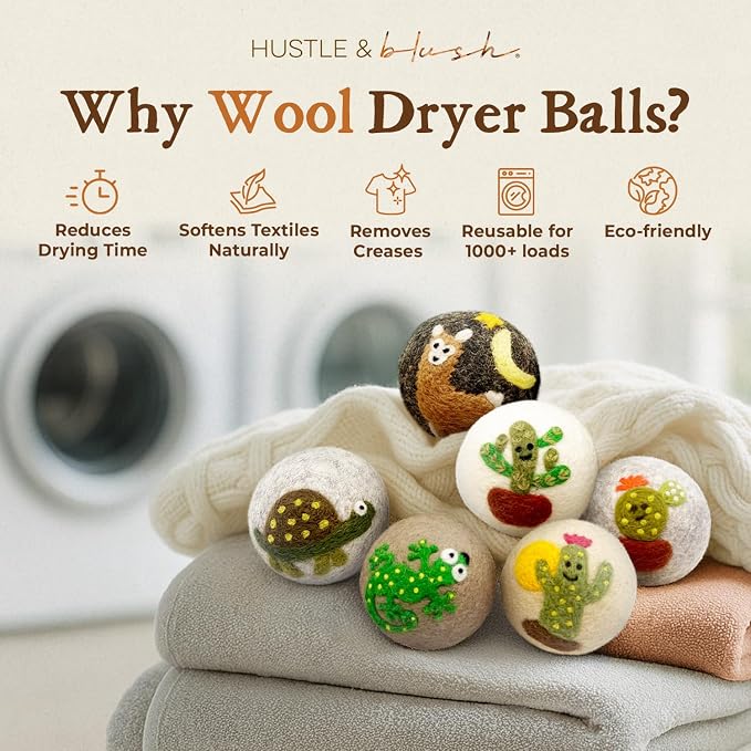 Fluff Ewes Wool Dryer Balls 6 Pack Premium New Zealand Wool Laundry Balls - Image 2