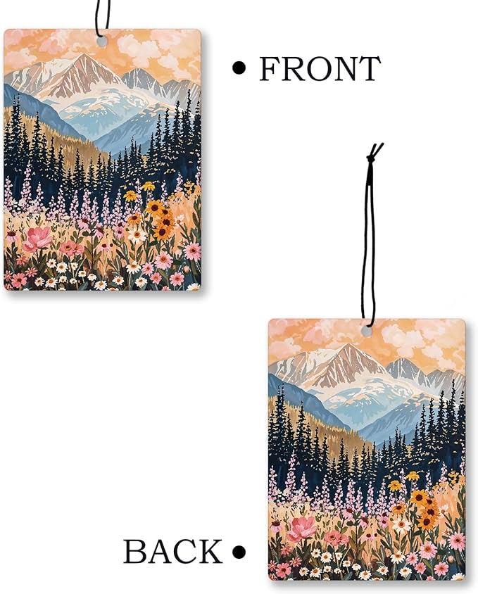 Maximalist Floral Mountain Car Air Freshener 4 Pcs, Boho Abstract Eclectic - Image 7