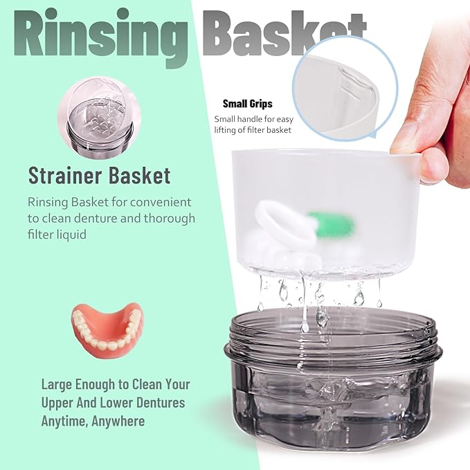 Leakproof Denture Case Denture Soaking Cup False Teeth Container, Dental - Image 4