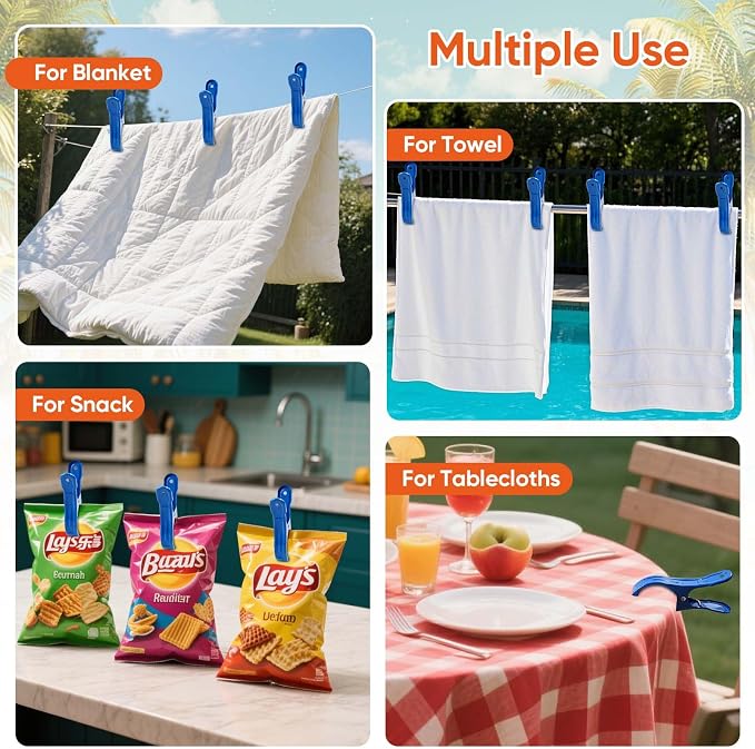 10 Pack Metal Beach Towel Clips, Large Pool Cover Beach Chair Clips - Image 6