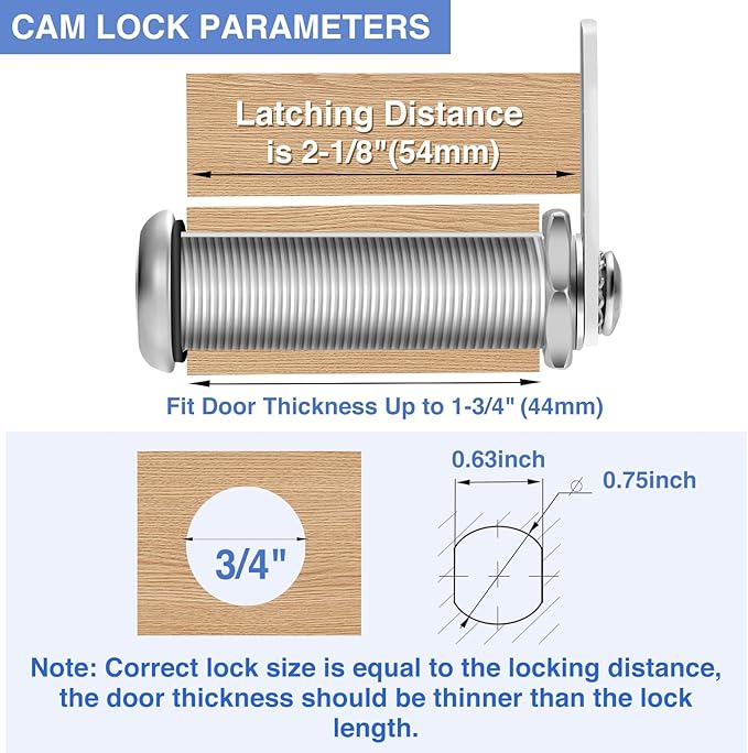 Cabinet Lock with Keys, Heavy Duty Cabinet Cam Lock Set - Image 2