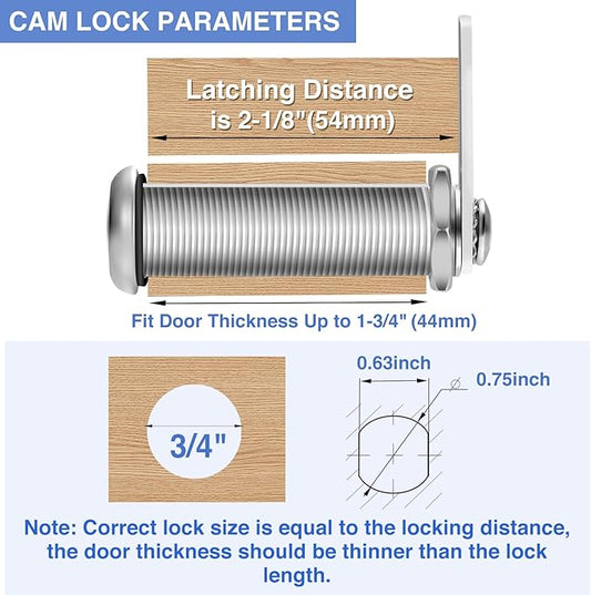 Cabinet Lock with Keys, Heavy Duty Cabinet Cam Lock Set - Image 2