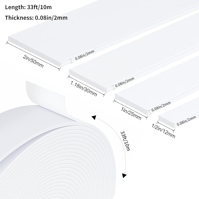 Weather Stripping Door Seal White, Self Adhesive Foam Tape High Density Foam - Image 2