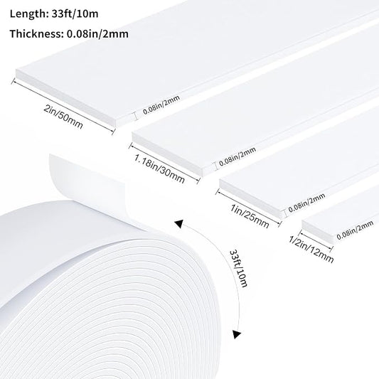 Weather Stripping Door Seal White, Self Adhesive Foam Tape High Density Foam - Image 2