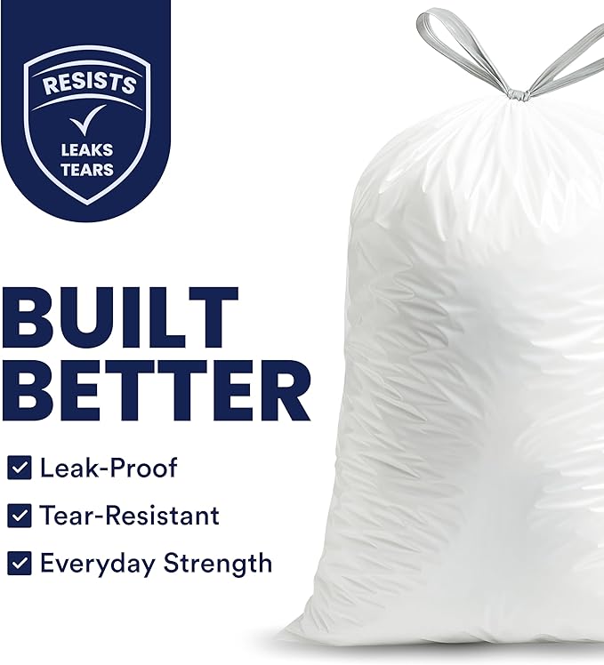 Plasticplace 4 - 6 Gallon White Drawstring Bags, 100% Prime Material, 0.7 Mil - Image 2