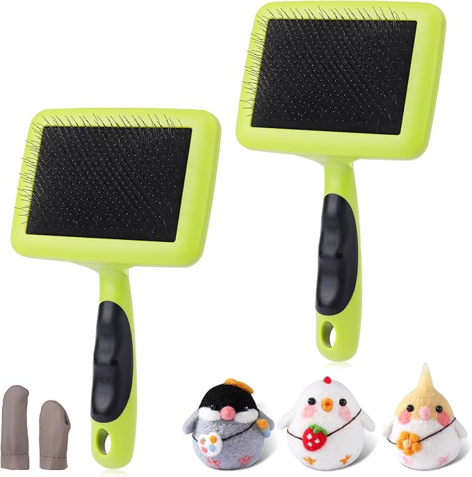 2 Pcs Large Plastic Wool Carders, Needle Felted Carding Brushes Tools by SOCNITC