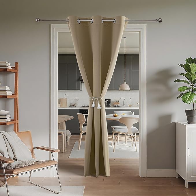 Joydeco Blackout Door Curtain for Doorway Privacy 72 Inches Long, Grommet - Image 2