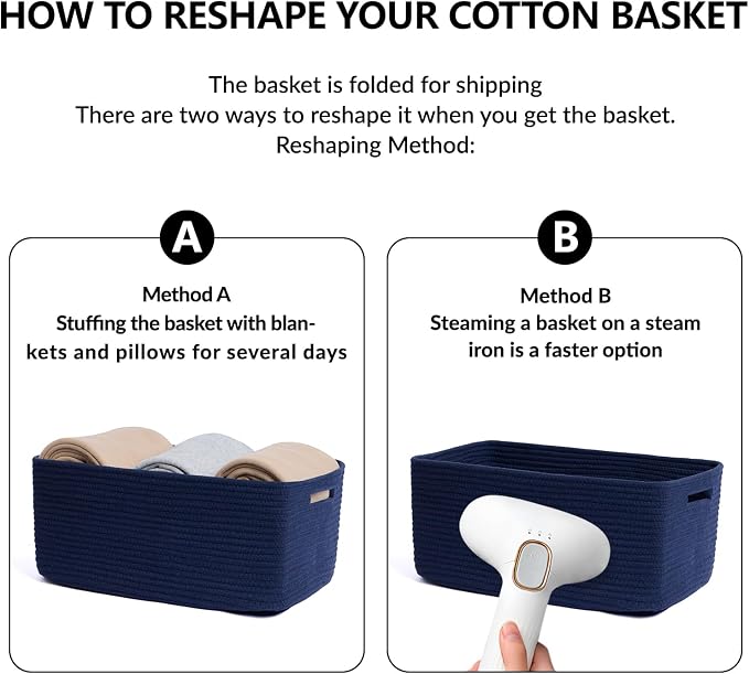 Large Storage Baskets for Shelves, Closet Organizers Bins for Clothes Blanket - Image 7