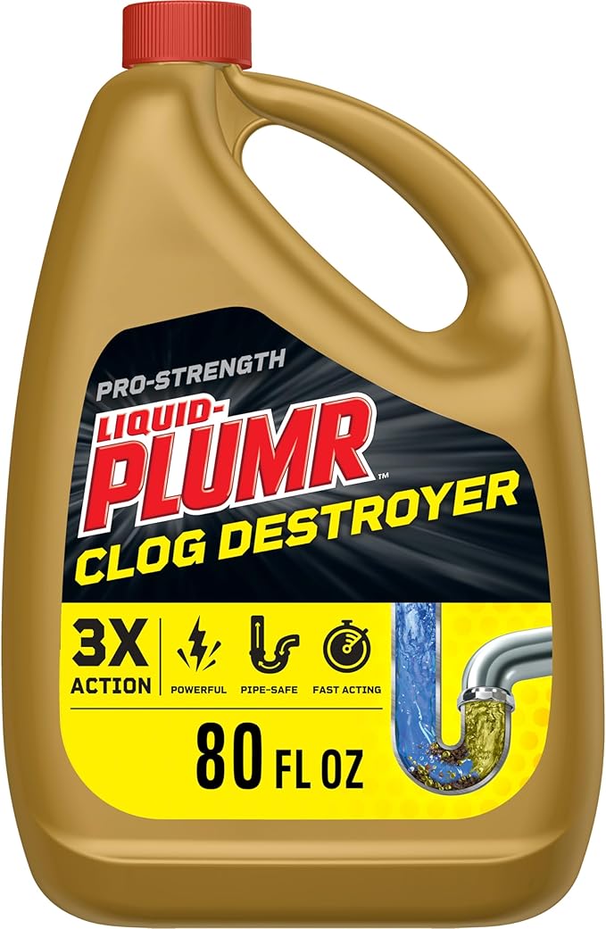 Liquid-Plumr Pro-Strength Clog Destroyer, Liquid Drain Cleaner, 80 Fluid Ounces by Clorox