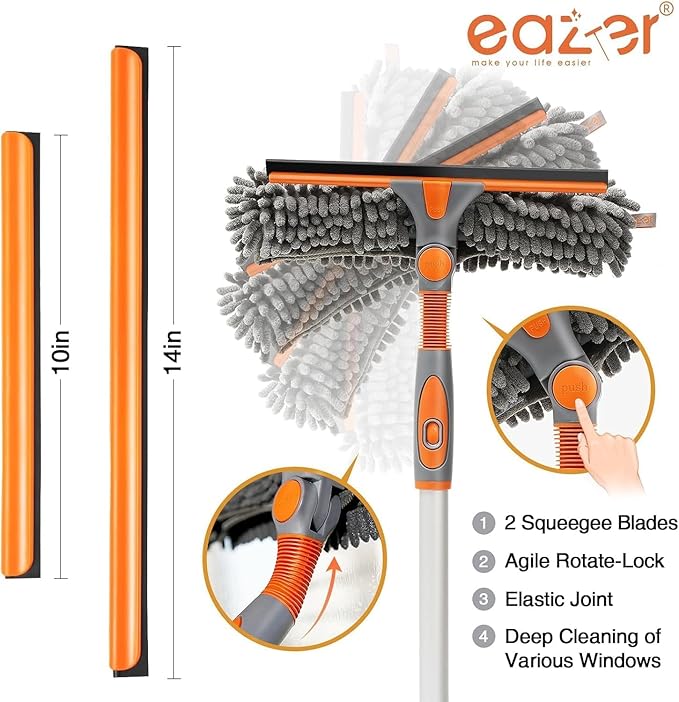Eazer 2-in-1 Window Cleaner Tool, Window Cleaning Squeegee Kit - Image 2