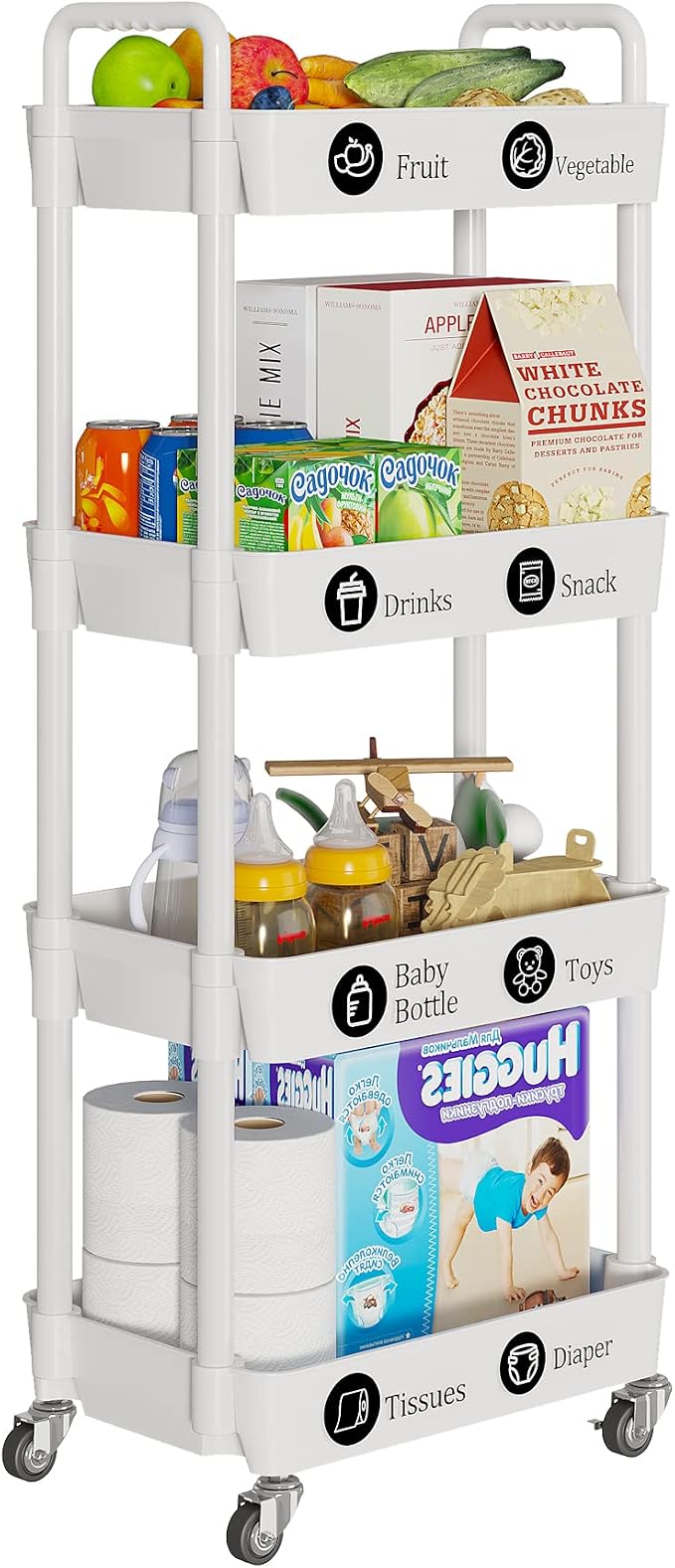Laiensia 4-Tier Storage Cart, Mobile Shelving Unit Cart - Image 2