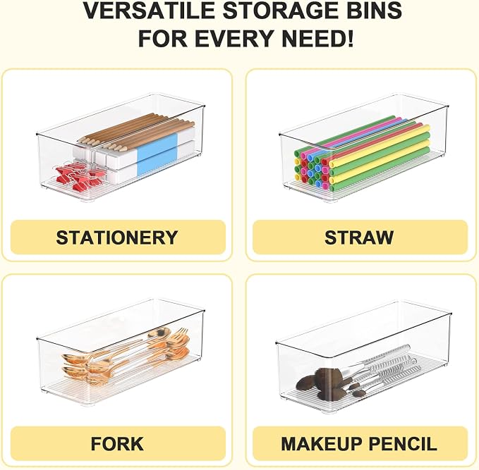 Set of 8 Clear Plastic Storage Bins, 6 Large +2 Small Pantry Organizers and - Image 6