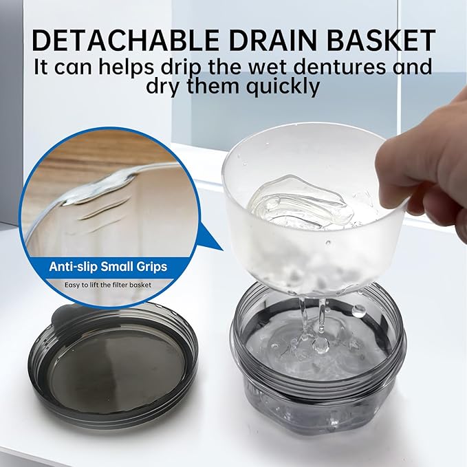 Leak Proof Denture Cups for Soaking Dentures, Partial Denture Bath Case Travel - Image 5