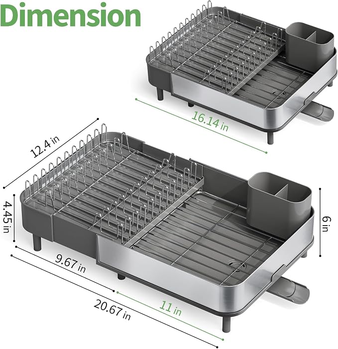 Expandable Dish Drying Rack, Foldable 304 Stainless Steel Dish Rack - Image 6