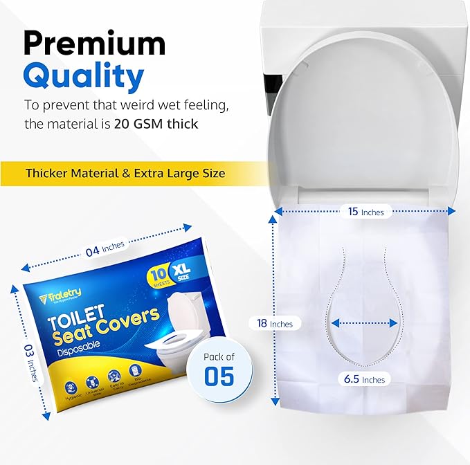 Toilet Seat Covers Disposable Flushable Travel Pack of 50 XL-Disposable Toilet - Image 2