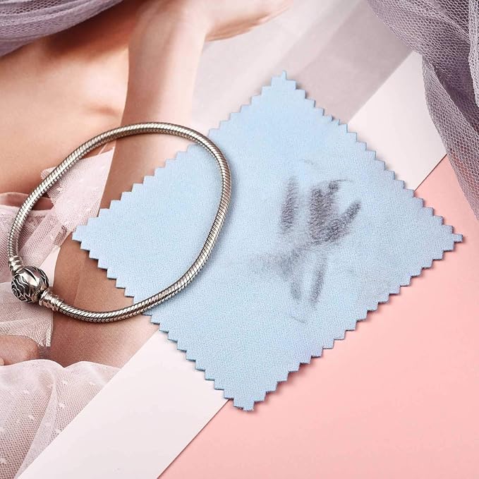 SEVENWELL 50pcs Jewelry Cleaning Cloth Blue Polishing Cloth - Image 5