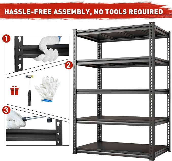 REIBII 72" H Garage Shelving Load 2500 LBS, Heavy Duty Storage Shelves - Image 8