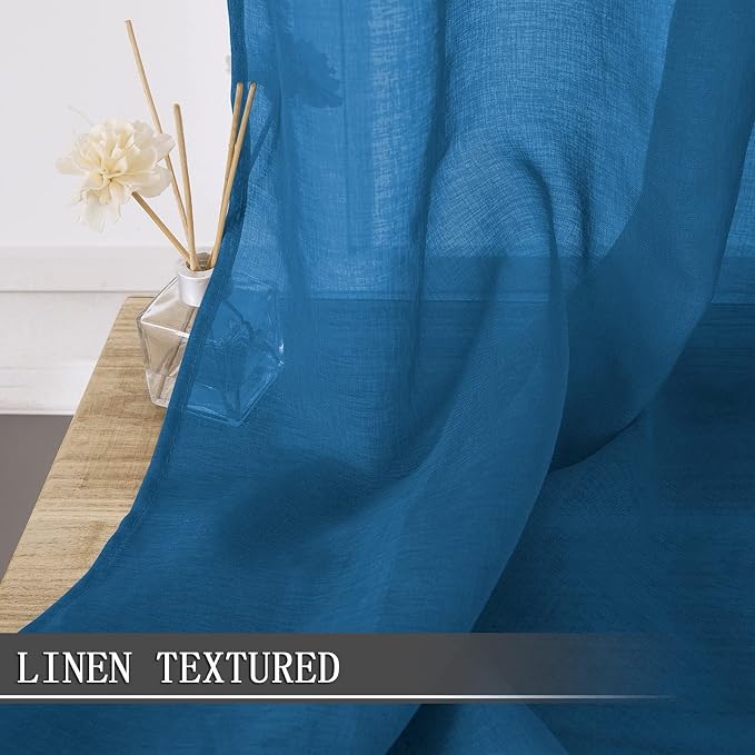 Tollpiz Short Sheer Curtains Linen Textured Living Room Curtain Sheers Light - Image 2