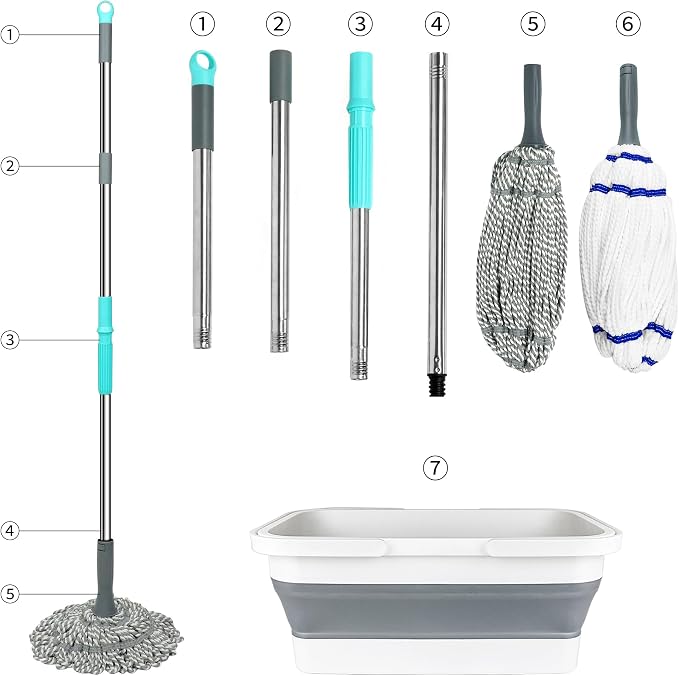 Self Wringing Mop with Bucket- Easy Squeeze Twist Mop with 52.5 Inch Long Handle - Image 3