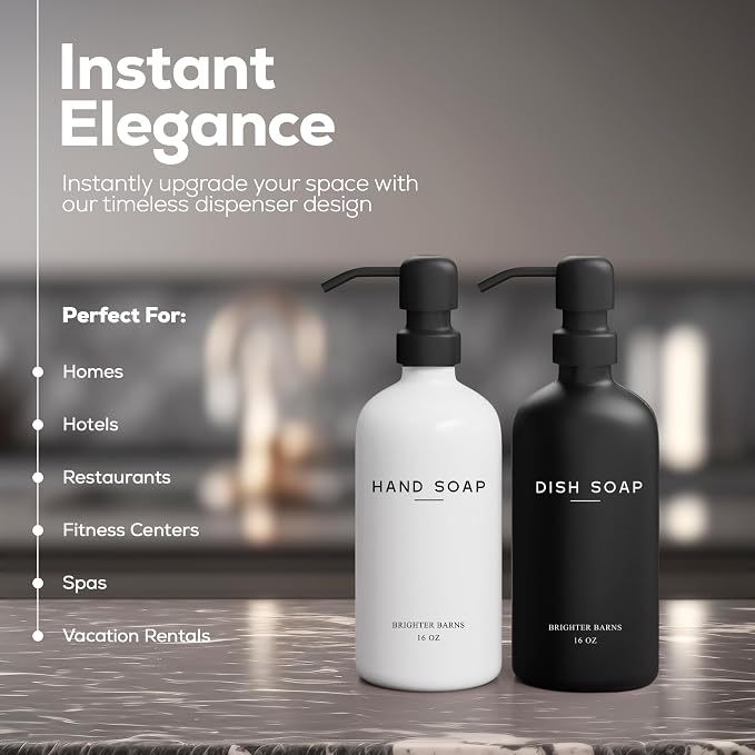 Luxury Glass Hand and Dish Soap Dispenser Set by Brighter Barns - Image 2