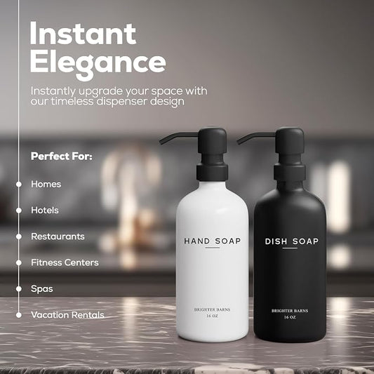 Luxury Glass Hand and Dish Soap Dispenser Set by Brighter Barns - Image 2