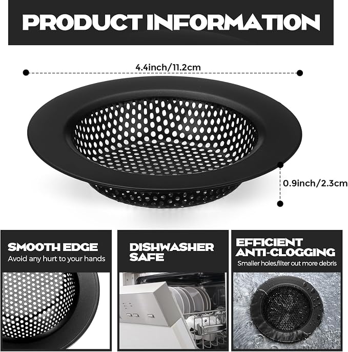 Retisee 2 Pcs Sink Strainer Stainless Steel Kitchen Sink Drain Strainer Basket - Image 3