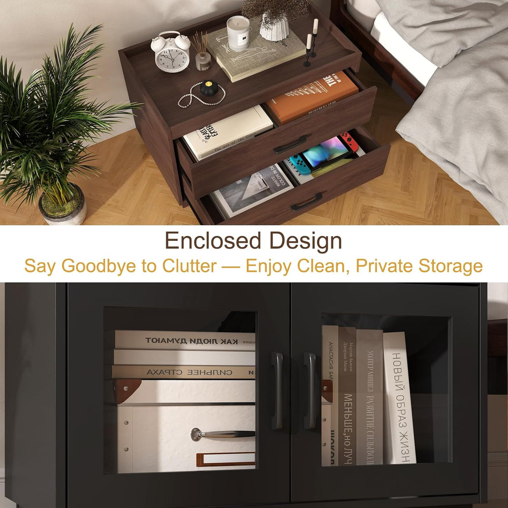 Stackable Storage with 2 Drawers, 28"W Storage Bins for Closet Organizers