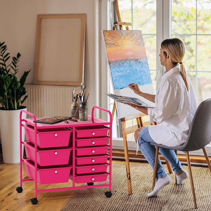 GOFLAME 9-Drawer Rolling Storage Cart, Mobile Utility Cart