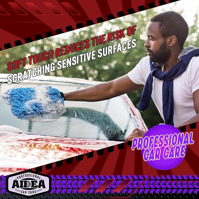 AIDEA Car Wash Mitt Microfiber, 1PK Scratch Free Lint-Free, Premium Chenille - Image 4