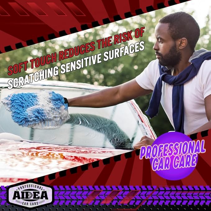 AIDEA Car Wash Mitt Microfiber 2PK, Scratch-Free& Lint-Free, Premium Chenille - Image 4