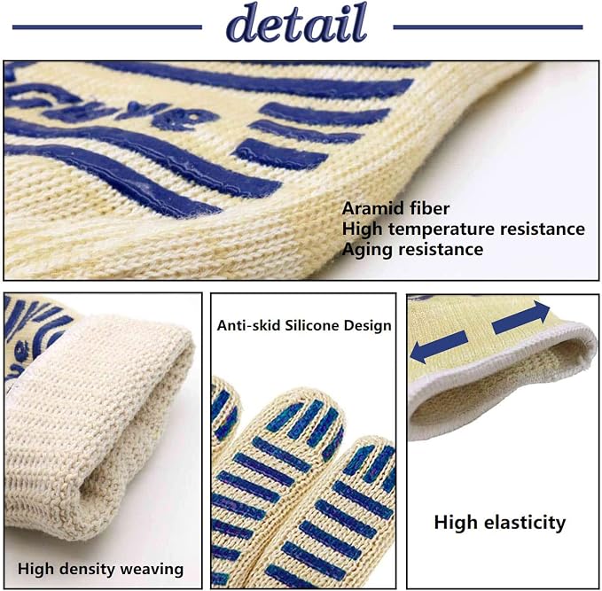 Oven Gloves, Heat Resistant 540 Degrees Grilling Gloves, Hot Surface Handler - Image 3