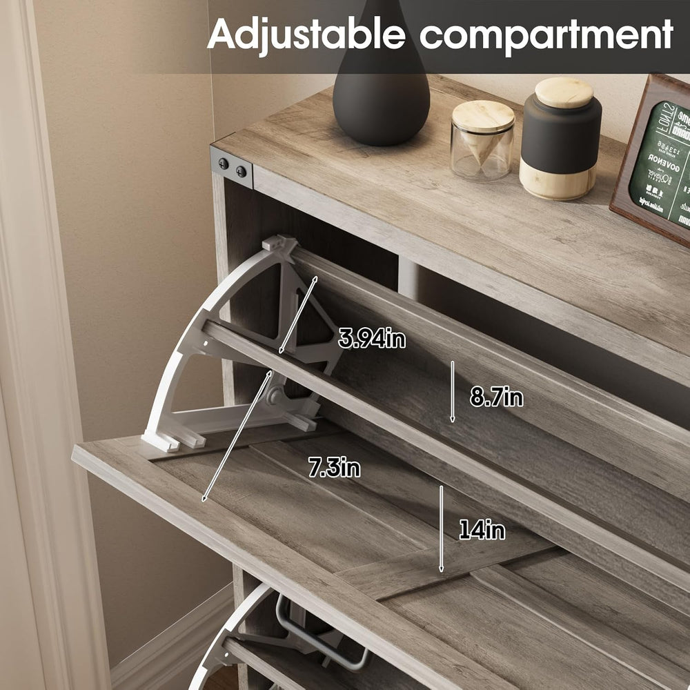 Halitaa Shoe Storage Cabinet for Entryway,Farmhouse Slim Shoe Cabinet with 2 ...
