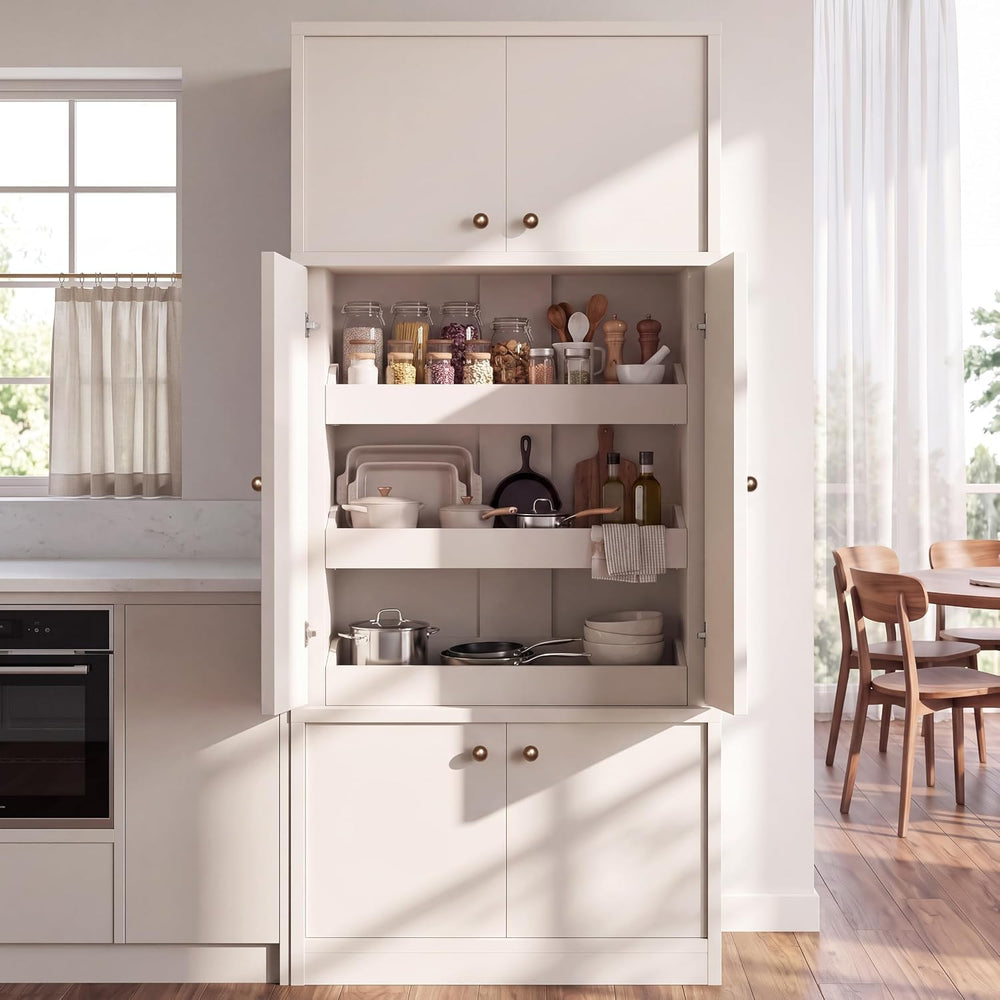 71" Tall Kitchen Pantry Cabinet with Adjustable Shelves,White