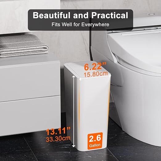 N. NETDOT 3 Pack 2.6 Gallon / 10L Bathroom Trash Can - Image 2