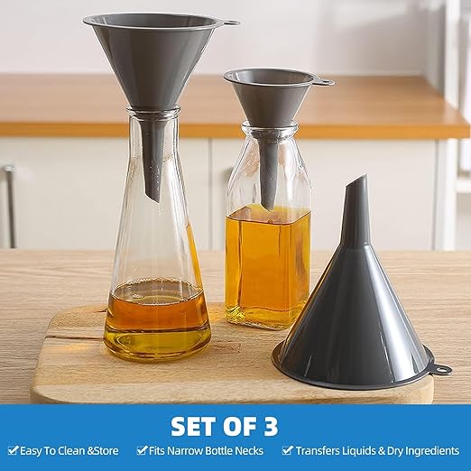 Plastic Kitchen Funnel Set of 3, Round Kitchen Funnels - Image 4
