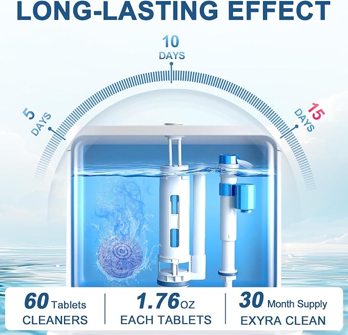 Automatic Toilet Bowl Cleaner Tablets Blue Gel Toilet Tank Cleaners, - Image 5