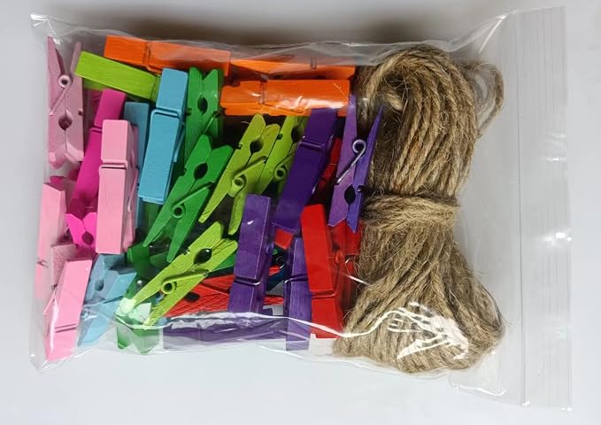 Durreus Colorful Small Clothes Pins Photos String Display - Image 5