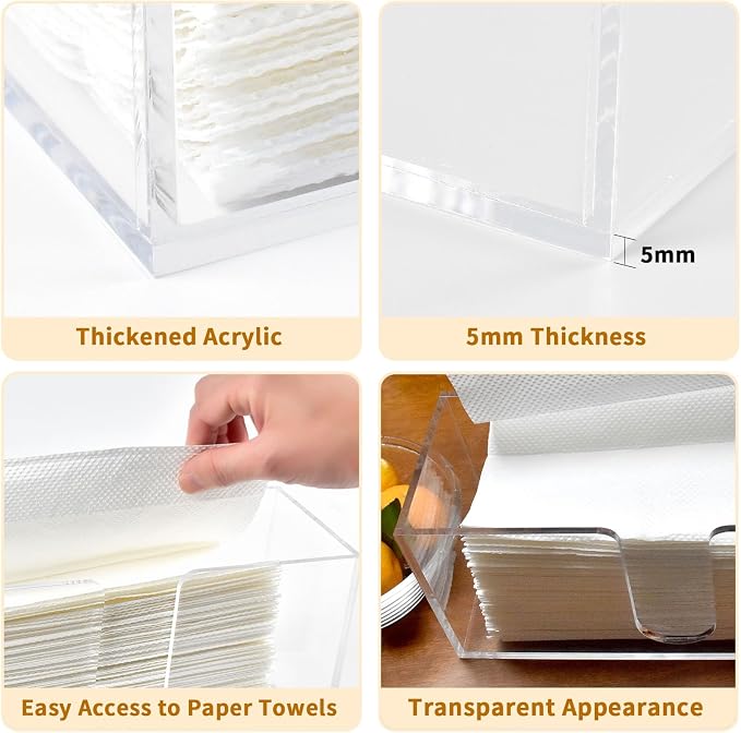 1Pack Acrylic Countertop Paper Towel Holder, Paper Towel Dispenser - Image 4
