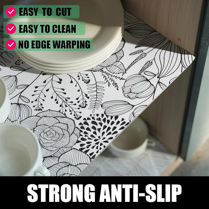 Floral Drawer and Shelf Liner for Kitchen 16IN x 20FT, Non-Adhesive and Strong - Image 2
