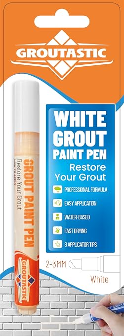 White Grout Paint Pen – Waterproof Tile Grout Colorant & Sealer Marker by Groutastic