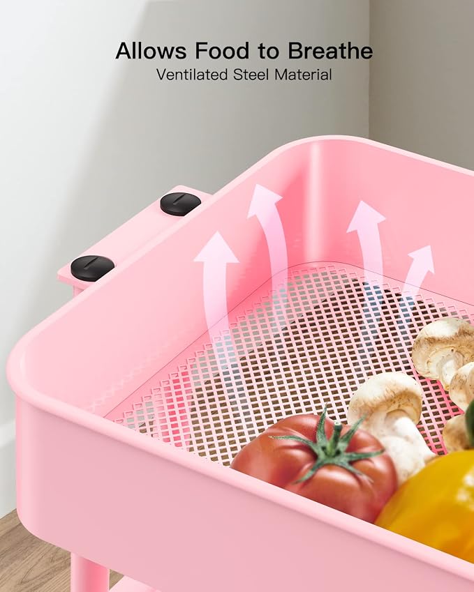 Pipishell 3-Tier Metal Rolling Utility Cart, Heavy-Duty Storage Cart - Image 5
