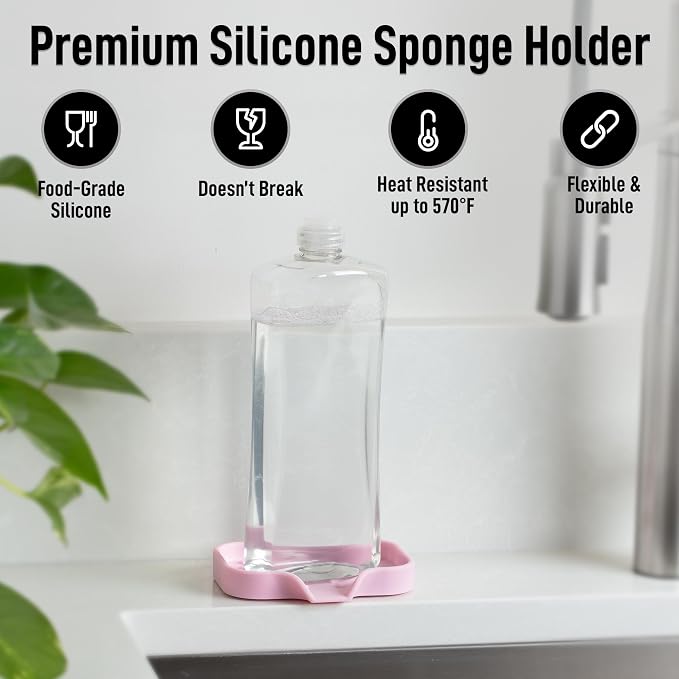 Zulay Kitchen Small Silicone Sponge Holder – Space-Saving Sink Organizer Tray - Image 2