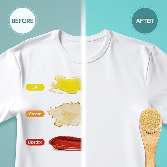 BFWood Laundry Stain Brush, Natural Soft Boar Bristles, Removes Tough Stains - Image 3