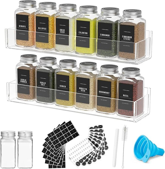 PMMASTO Adhesive Acrylic Spice Rack Organizer by PMMASTO