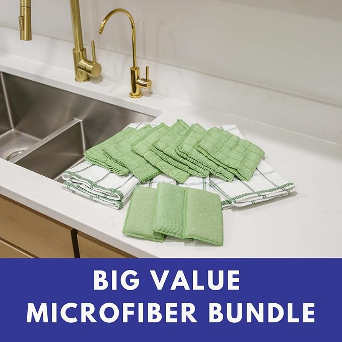 Don Aslett's 12 Piece Microfiber Kitchen Set | 6 Multi-Purpose Wash Cloths - Image 2