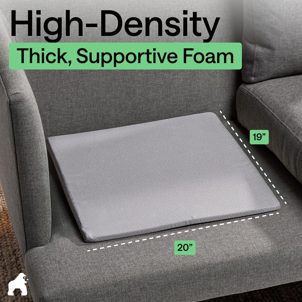 GORILLA GRIP Ergonomic High Density Couch Cushion Support Foam, Quick Rebound Sofa Lifters for Sagging Cushions, Stays in Place with Grip Dots, Replacement Stuffing, 20x19x1.75 Inches, 1 Pack, Gray